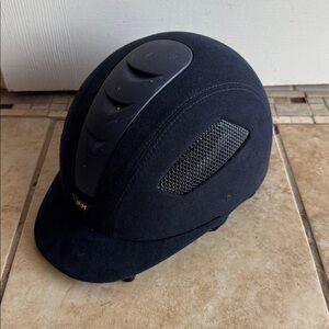 IRH International Elite Eq Helmet Suede Riding Equestrian Navy Blue Size 6 7/8